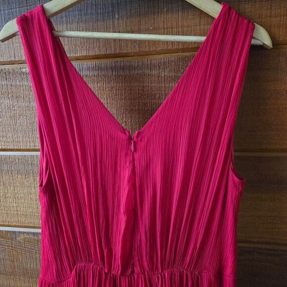 Soft Surroundings Red Babydoll Midi Dress 6 Semi-sheer Chiffon Wedding Romantic - Picture 4 of 12